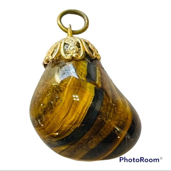 VINTAGE 80’s Rare Natural Tigers Eye Nugget Pendant Jewelry - Picture 2 of 4